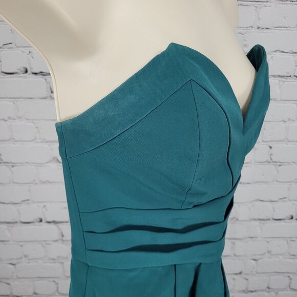 Lovers + Friends Green Strapless Asymmetric Slit Stretch Midi Dress USA Medium M - Picture 5 of 15